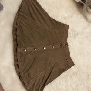 Suede Button Front Skirt